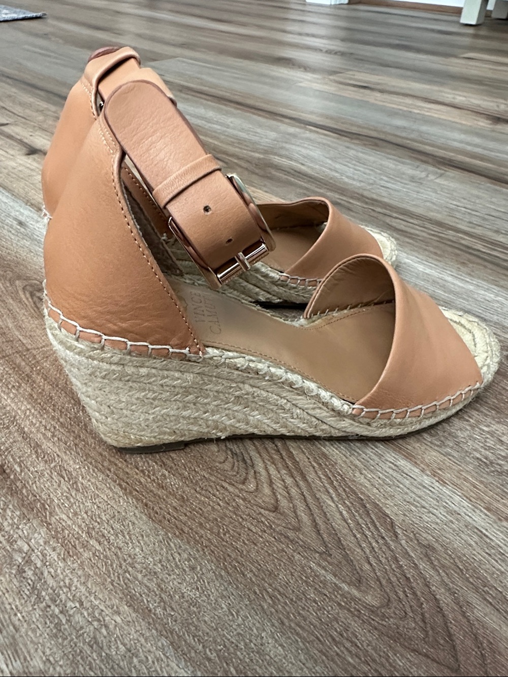 Vince Camuto Leather Espadrille Wedge Sandals in Tan Nude - Picture 6 of 6
